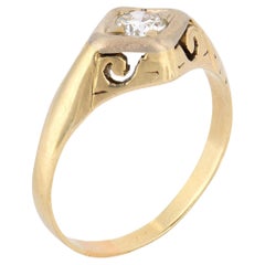 Bague Art déco en or jaune 14k sertie d
un diamant de 0,70 carat