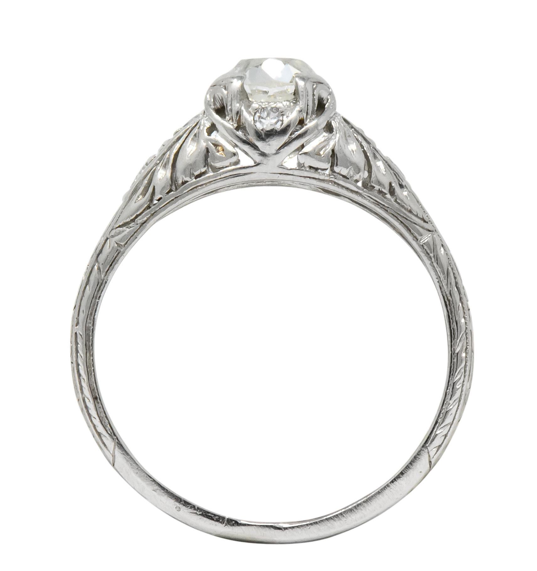 Art Deco 0.70 Carat Diamond Platinum Engagement Ring 2