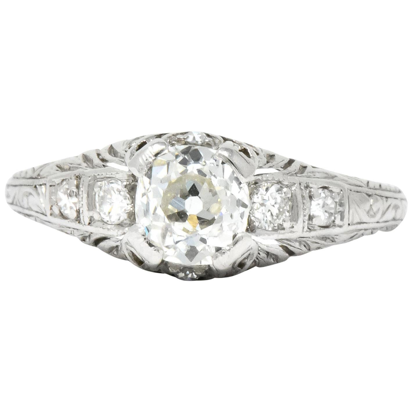 Art Deco 0.70 Carat Diamond Platinum Engagement Ring