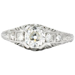 Art Deco 0.70 Carat Diamond Platinum Engagement Ring Art Deco 0.70 Carat Diamond Platinum Engagement Ring