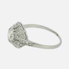 Art Deco 0.70 Carat Old Cut Diamond Ballerina Ring