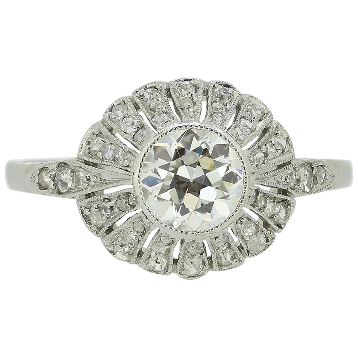 Bague Art déco avec diamant taille ancienne de 0,70 carat