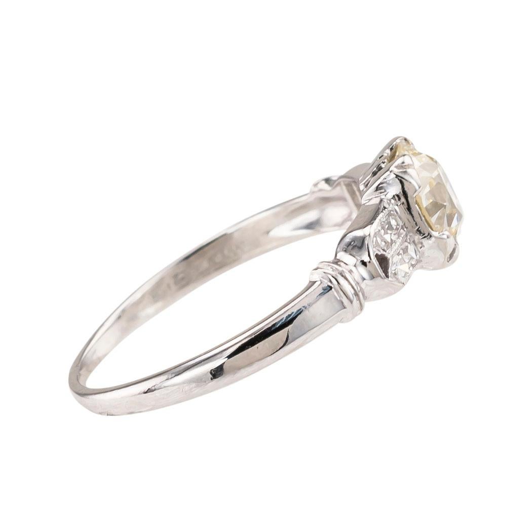 Women's or Men's Art Deco 0.70 Carat Old European Cut Diamond Platinum Solitaire Engagement Ring