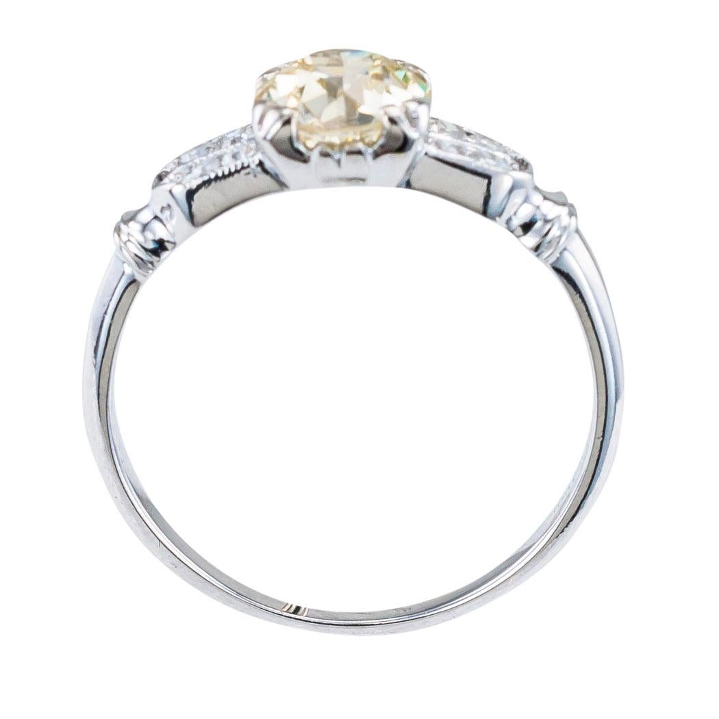 Art Deco 0.70 Carat Old European Cut Diamond Platinum Solitaire Engagement Ring 1