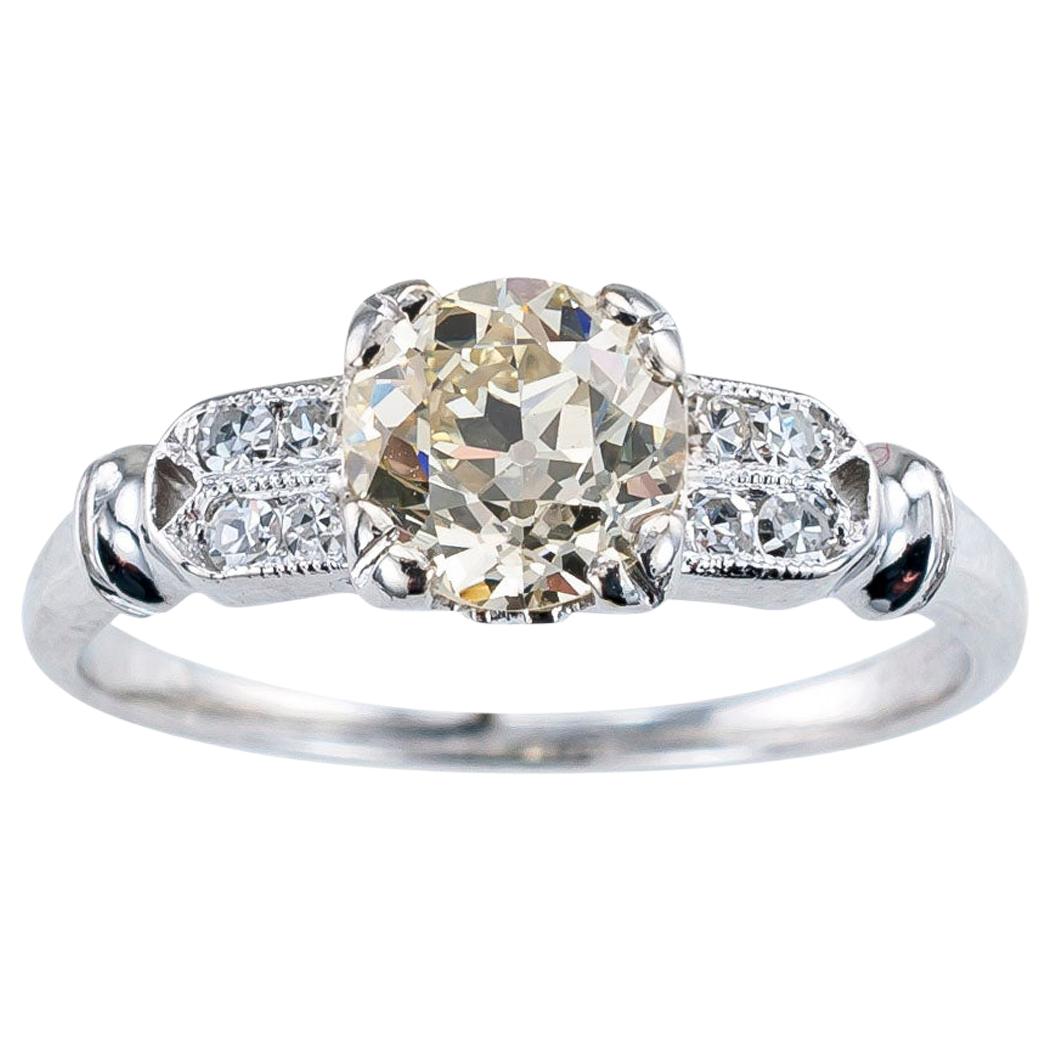 Art Deco 0.70 Carat Old European Cut Diamond Platinum Solitaire Engagement Ring
