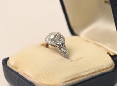 Art Deco 0.70 Carat Old European Cut Diamond Ring. Platinum Engagement Ring JSI1