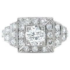 Antique Art Deco 0.70 Carats Old Mine Cut Diamond Platinum Ring