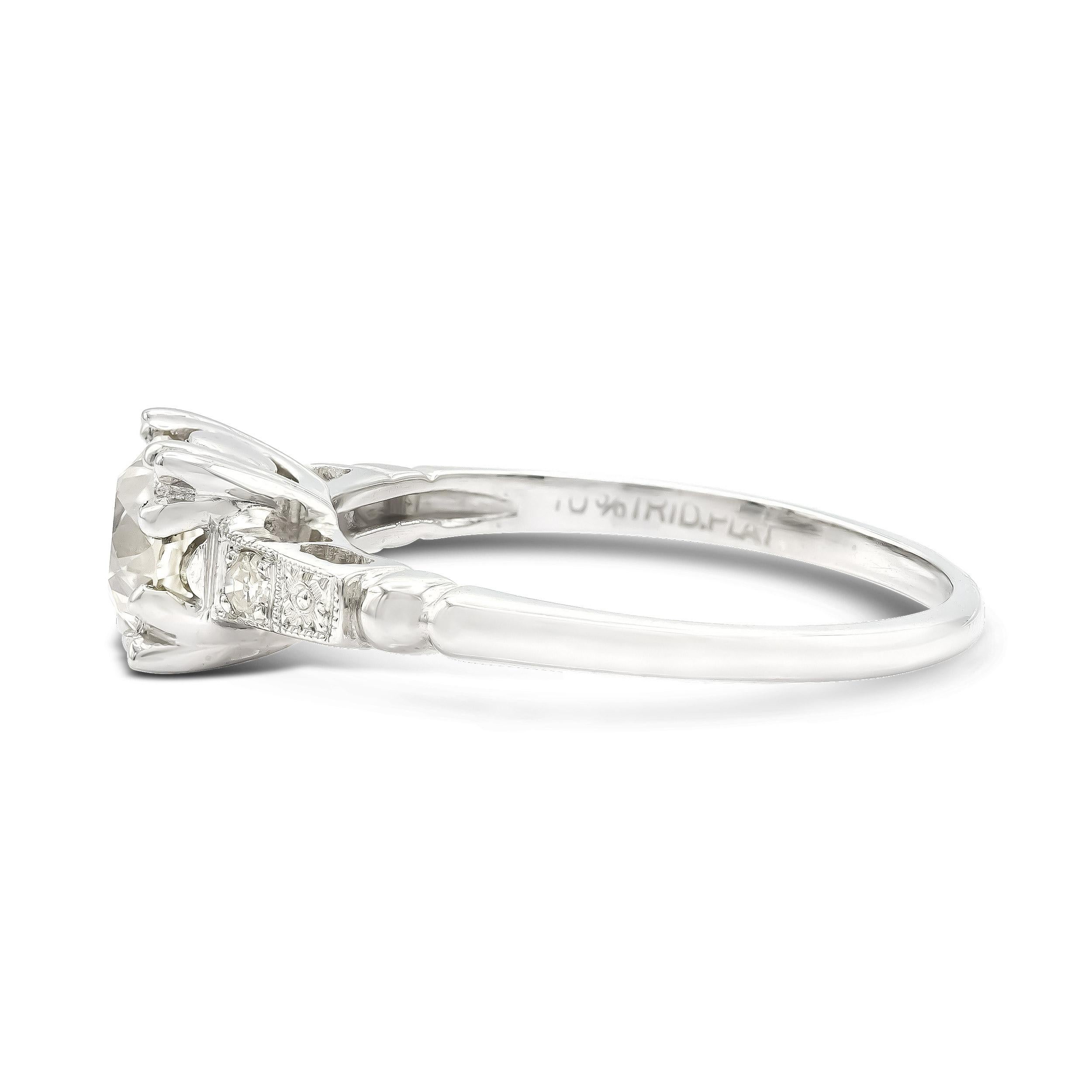 Old European Cut Art Deco 0.70 Ct. Diamond Engagement Ring GIA I VS2 in Platinum For Sale