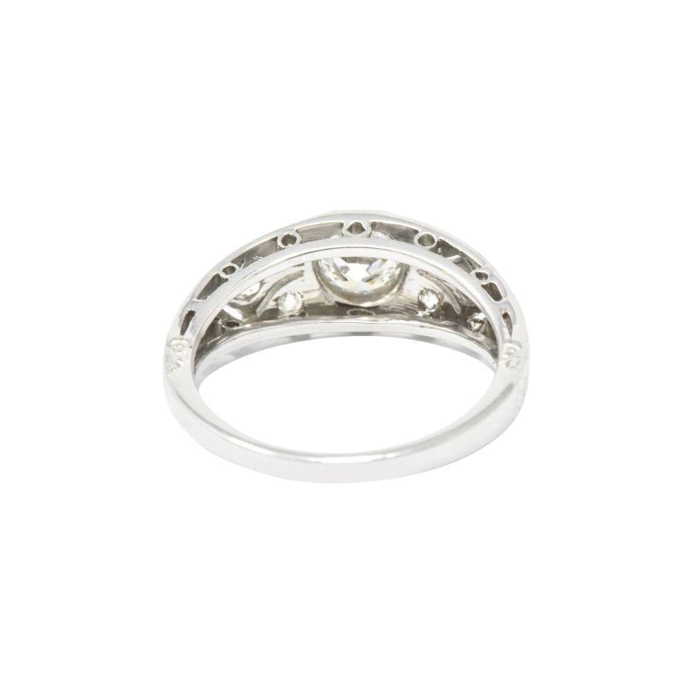 Art Deco 0.70 CTW Old European Diamond Platinum Engagement Alternative Ring 2