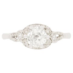 Bague solitaire Art déco en diamant 0,70 carat, c.1920