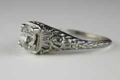 Art Deco 0,72 Karat Diamant Solitär Verlobungsring