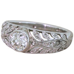 Vintage Art Deco 0.72 Carat Old Cut Diamond Solitaire Ring