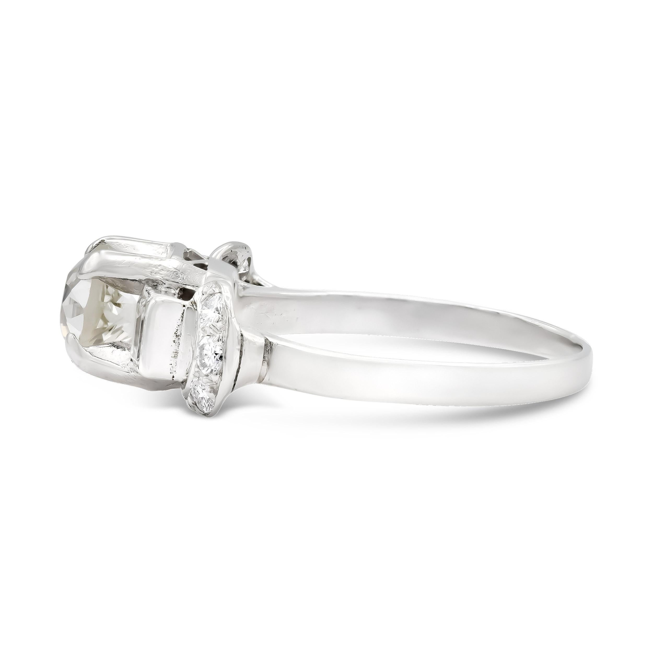Old European Cut Art Deco 0.72 Ct. Diamond Engagement Ring J SI2 in Platinum For Sale