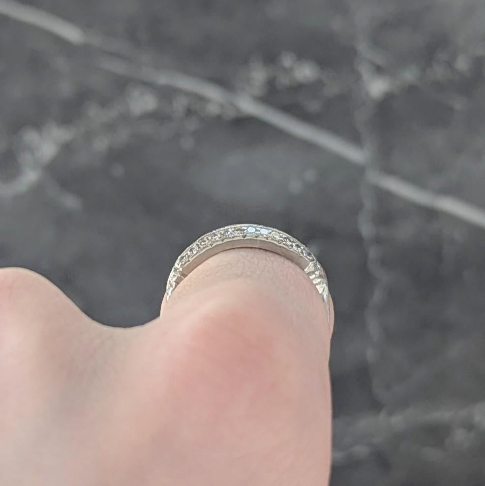 Art Deco 0.72 CTW Diamond Platinum Vintage Multi-Row Wedding Band Ring 3