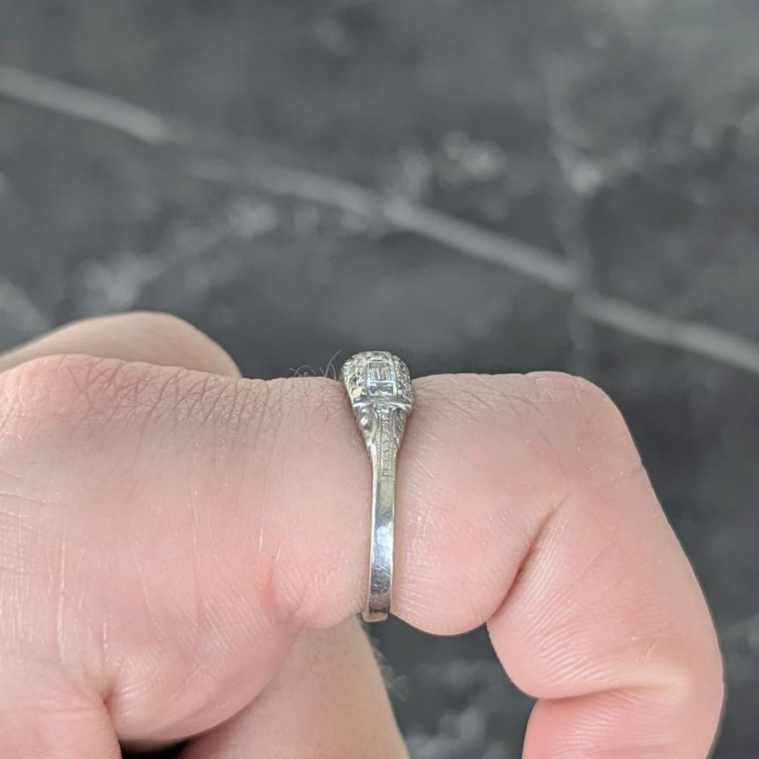 Art Deco 0.72 CTW Diamond Platinum Vintage Multi-Row Wedding Band Ring 4