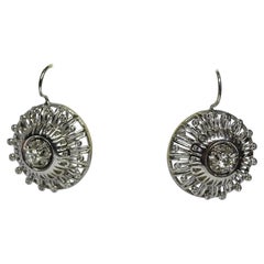 Art Deco Style 0.72 White Diamond 18 Karat White Gold Earrings
