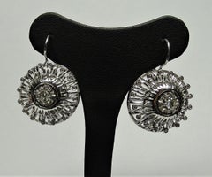 Art Deco Style 0.72 White Diamond 18 Karat White Gold Earrings