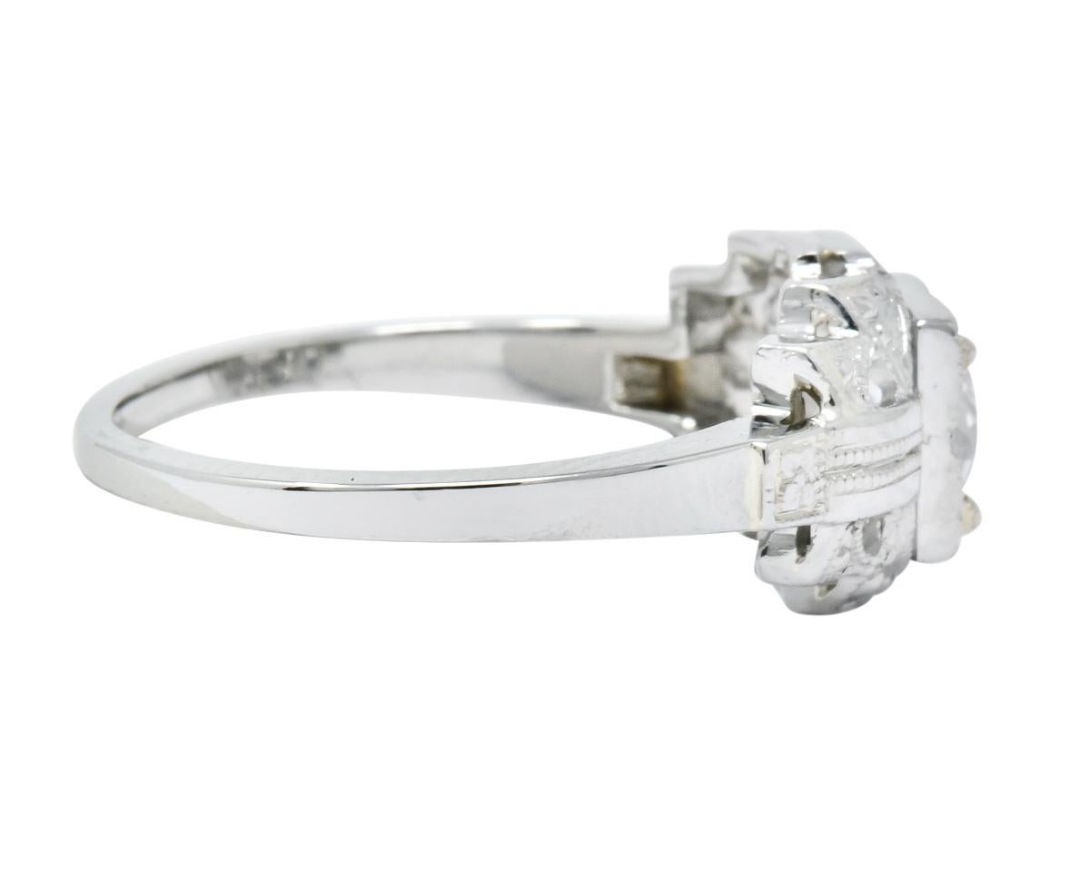 Old European Cut Art Deco 0.73 Carat Diamond 18 Karat White Gold Engagement Ring GIA