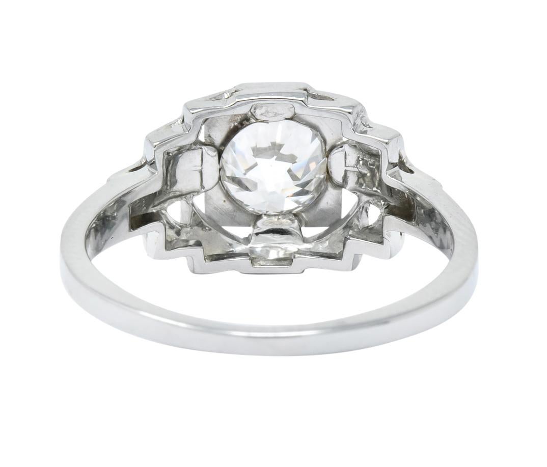 Art Deco 0.73 Carat Diamond 18 Karat White Gold Engagement Ring GIA In Excellent Condition In Philadelphia, PA