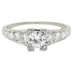 Vintage Art Deco 0.73 Carat Diamond Platinum Engagement Ring