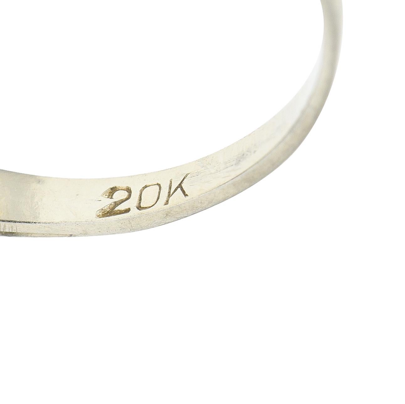 Women's or Men's Art Deco 0.74 Carat Old European Cut Diamond 20 Karat White Gold Engagement Ring For Sale