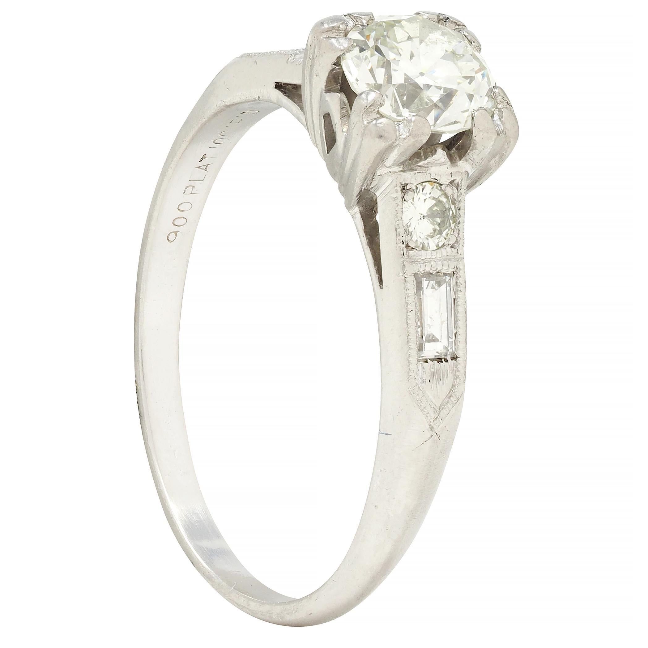 Art Deco 0.74 CTW Diamond Platinum Vintage Engagement Ring 6