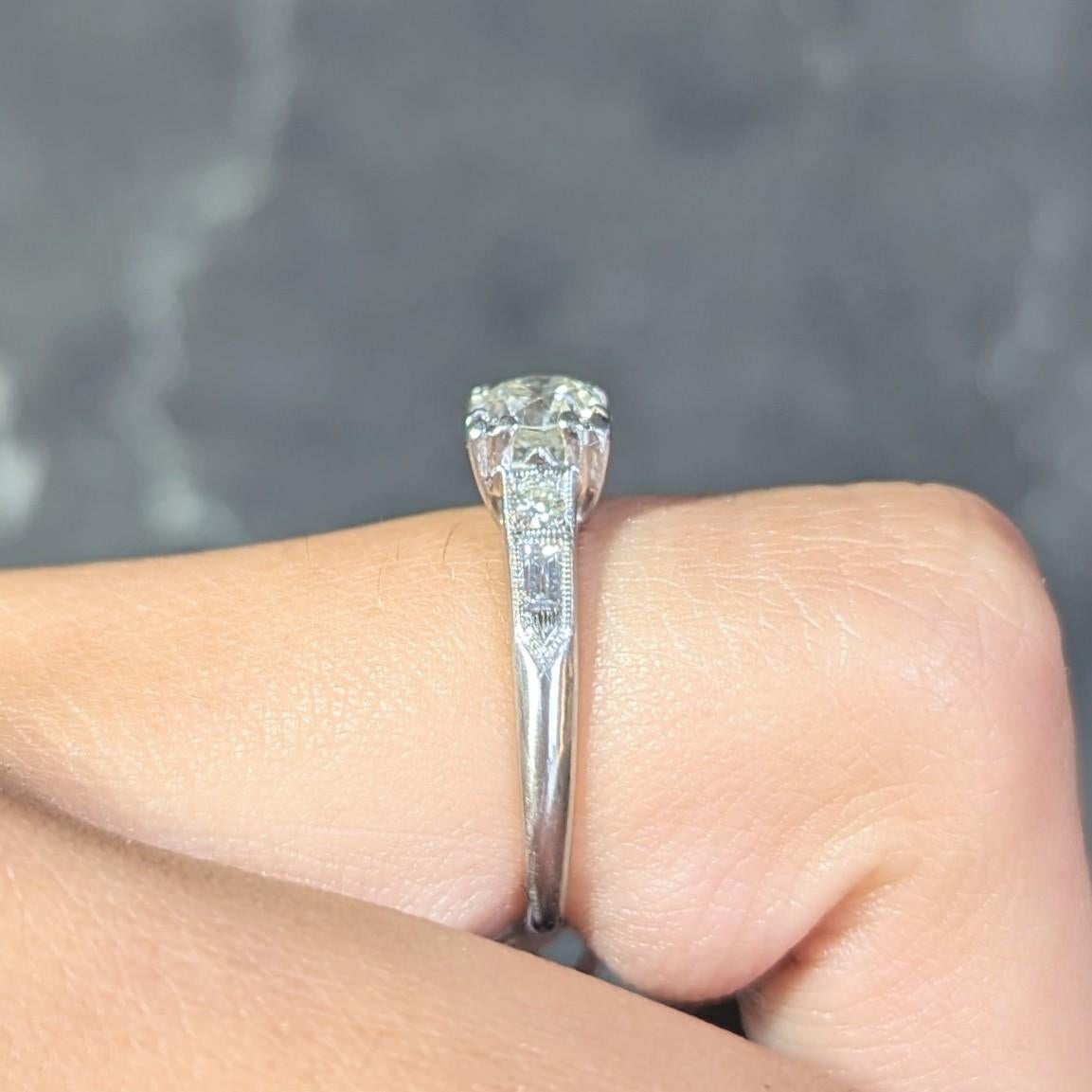 Art Deco 0.74 CTW Diamond Platinum Vintage Engagement Ring 7