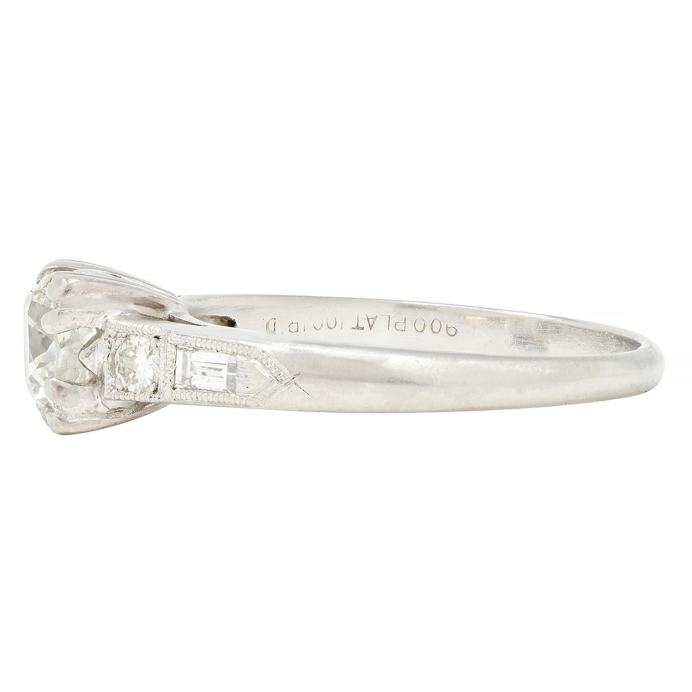Art Deco 0.74 CTW Diamond Platinum Vintage Engagement Ring 1