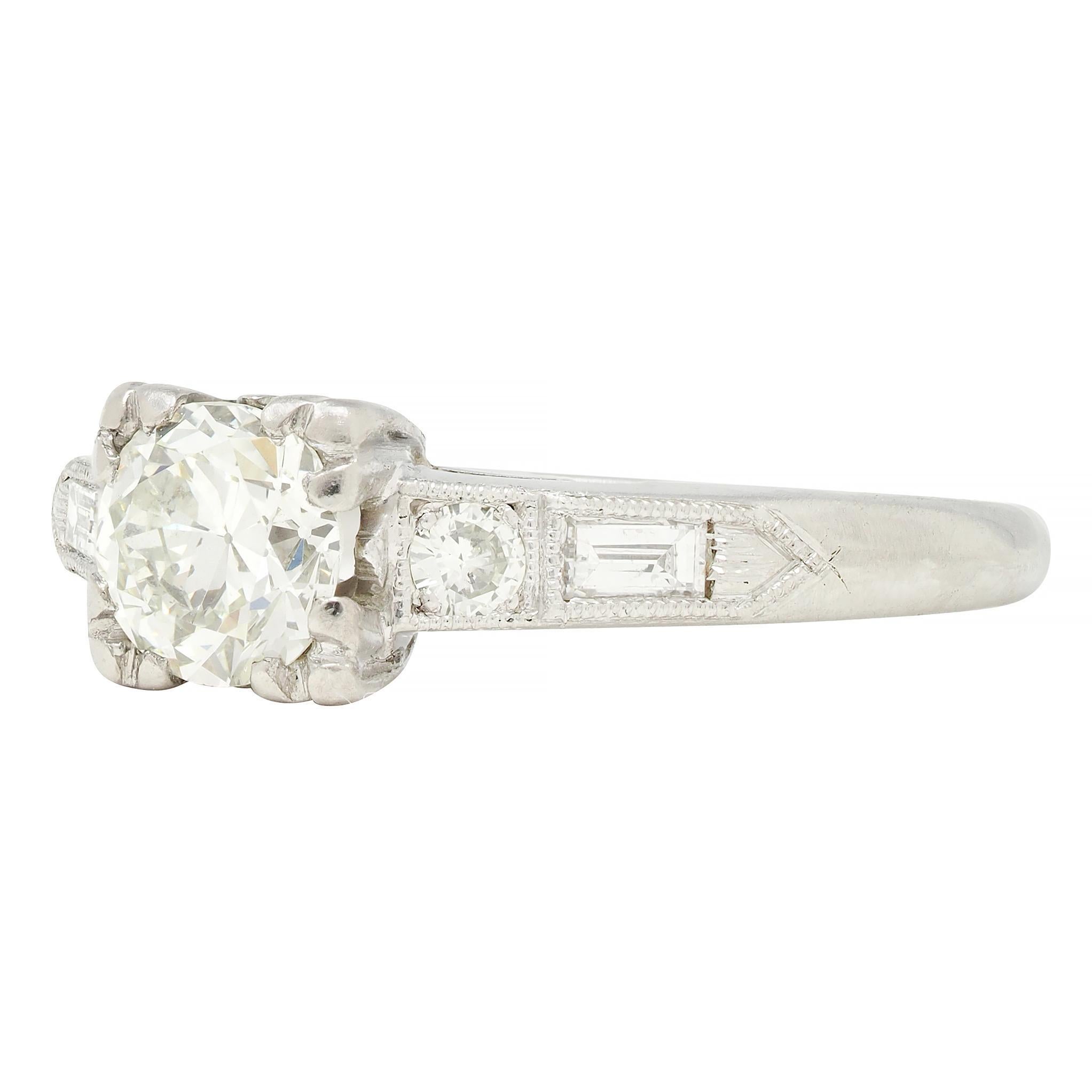 Art Deco 0.74 CTW Diamond Platinum Vintage Engagement Ring 2