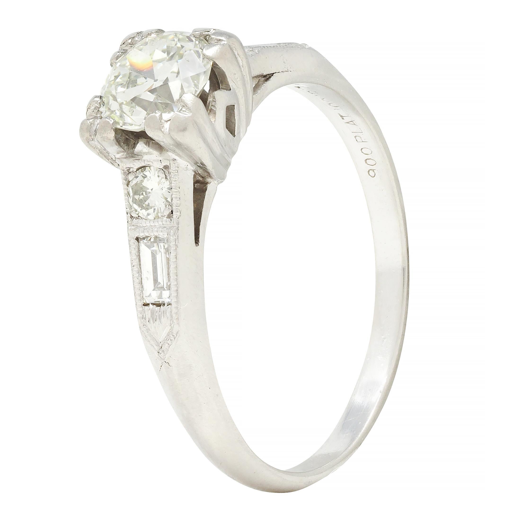 Art Deco 0.74 CTW Diamond Platinum Vintage Engagement Ring 4
