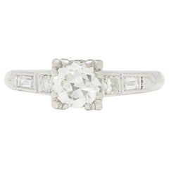 Art Deco 0.74 CTW Diamond Platinum Vintage Engagement Ring
