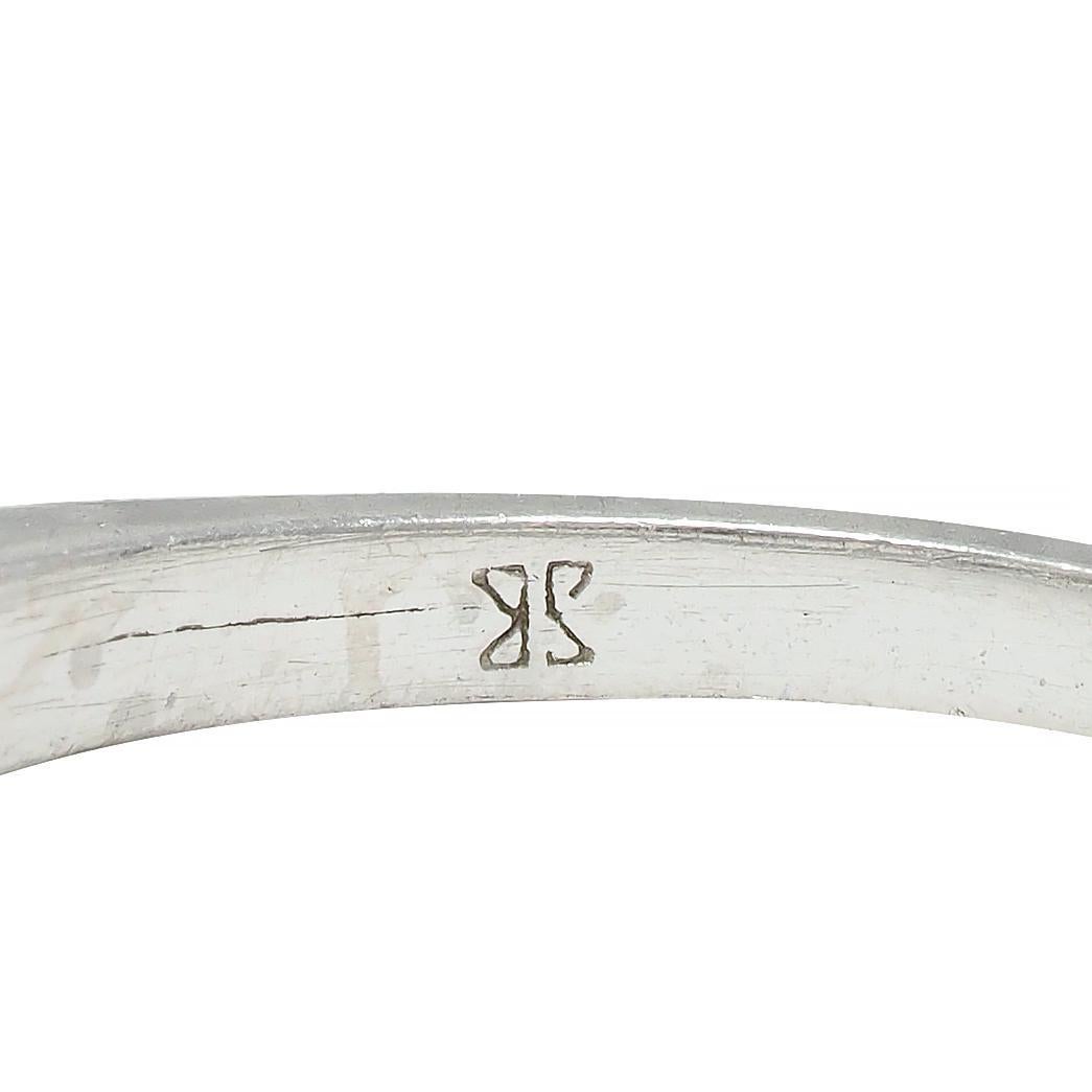 Art Deco 0.74 CTW Transitional Cut Diamond Platinum Arch Engagement Ring For Sale 6