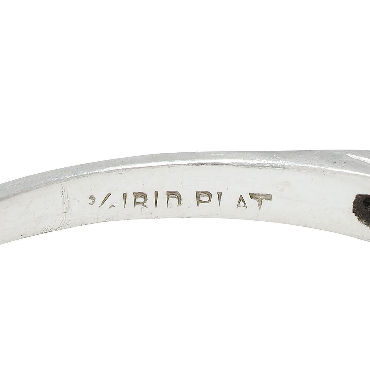Art Deco 0.74 CTW Transitional Cut Diamond Platinum Arch Engagement Ring For Sale 2
