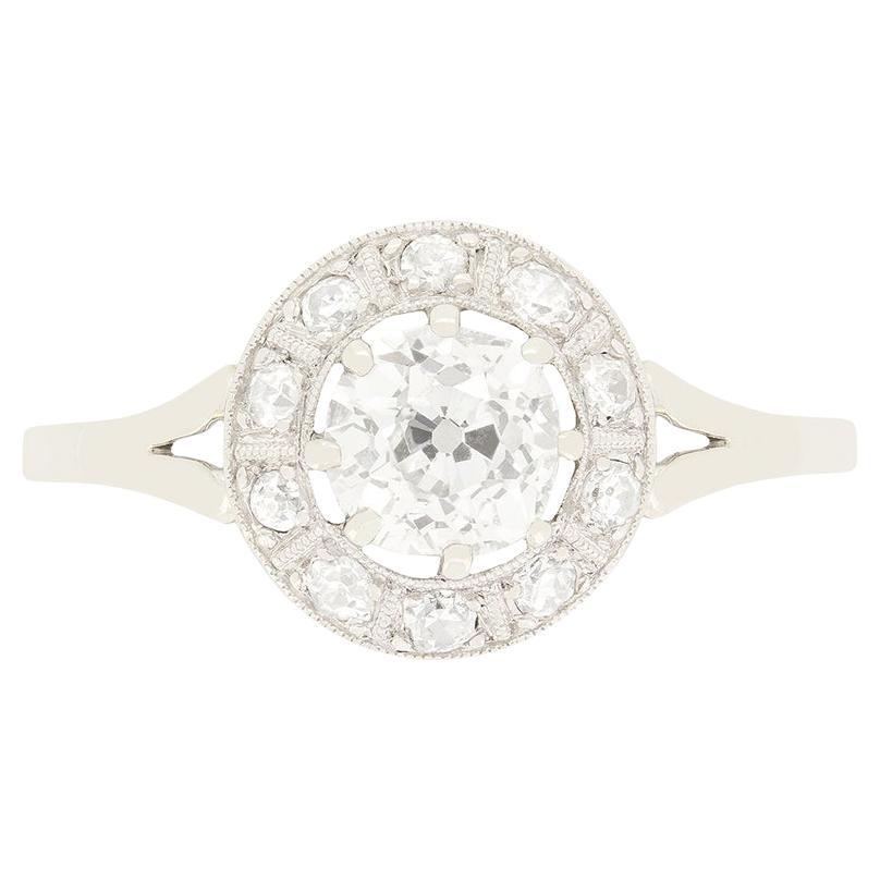 Art Deco 0.74ct Diamond Halo Ring, c.1920s