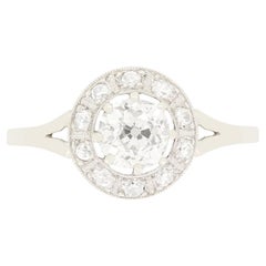 Art Deco 0.74ct Diamond Halo Ring, c.1920s