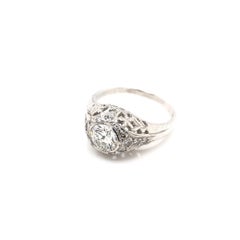 Art Deco 0.75 Carat Diamond and Platinum Filigree Ring