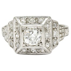 Art Deco 0.75 Carat Diamond Platinum Stepped Vintage Engagement Ring