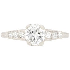 Art Deco 0.75 Carat Diamond Solitaire Engagement Ring, circa 1930s