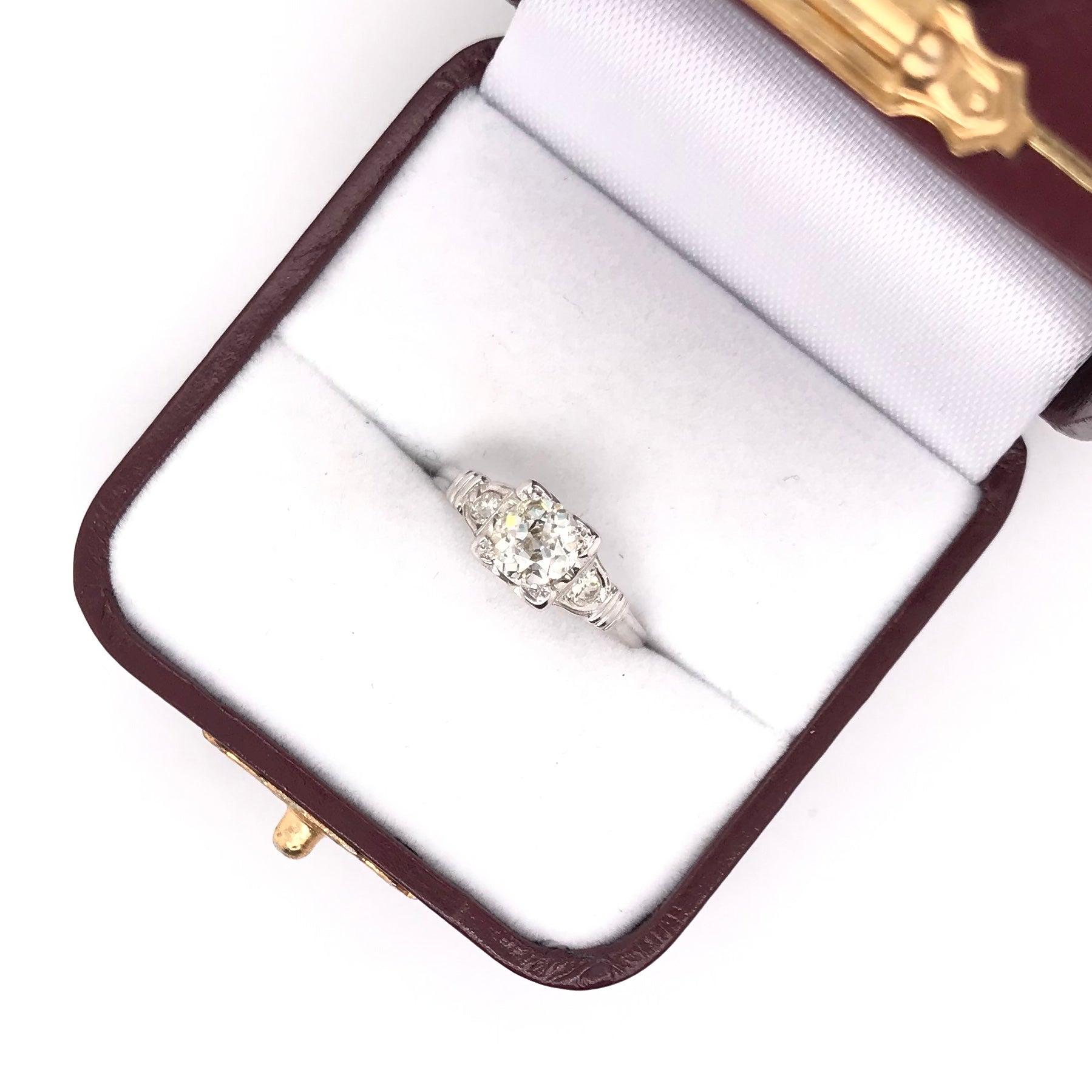 Art Deco 0.75 Carat Diamond Solitaire Style Ring For Sale 6
