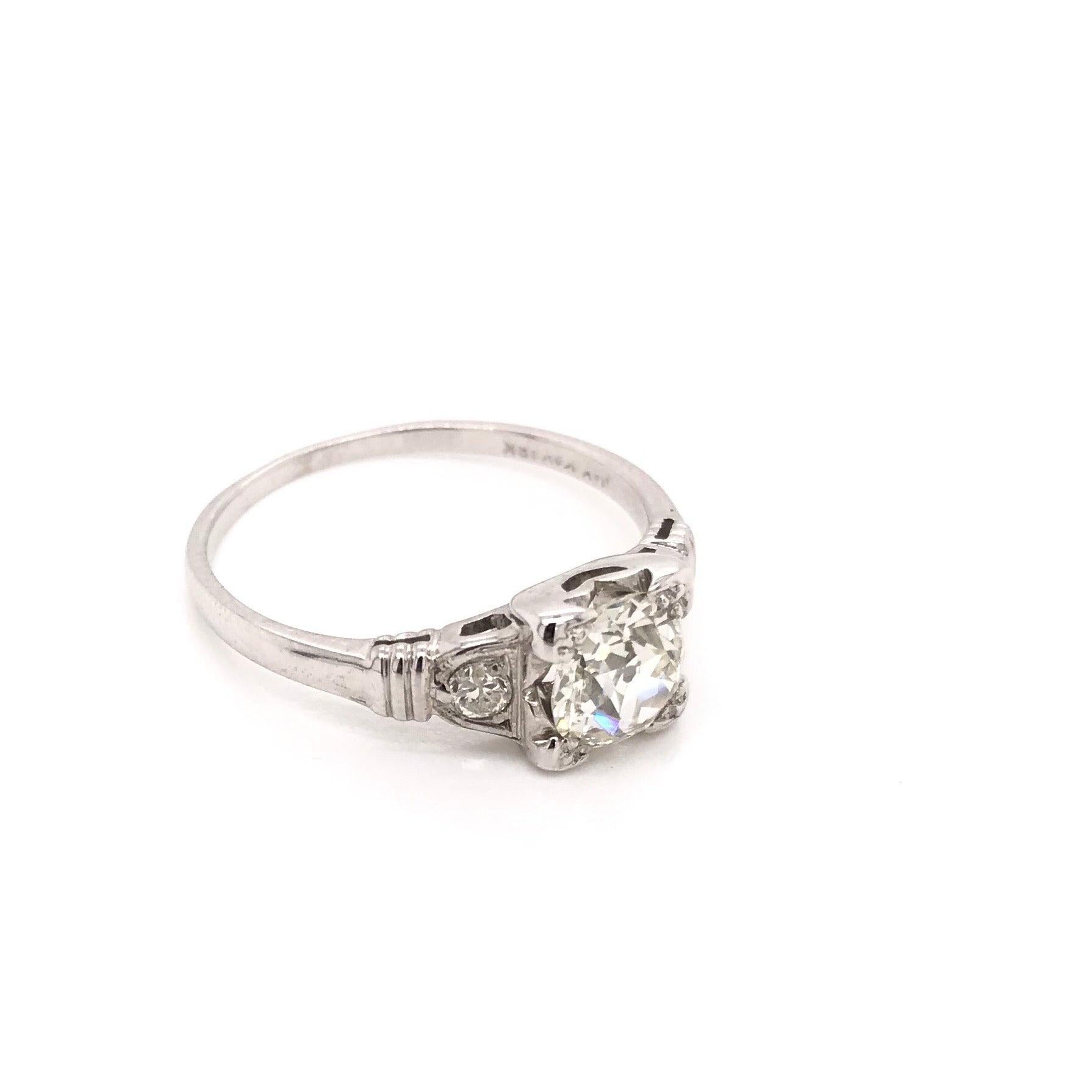 Art Deco 0.75 Carat Diamond Solitaire Style Ring For Sale 1