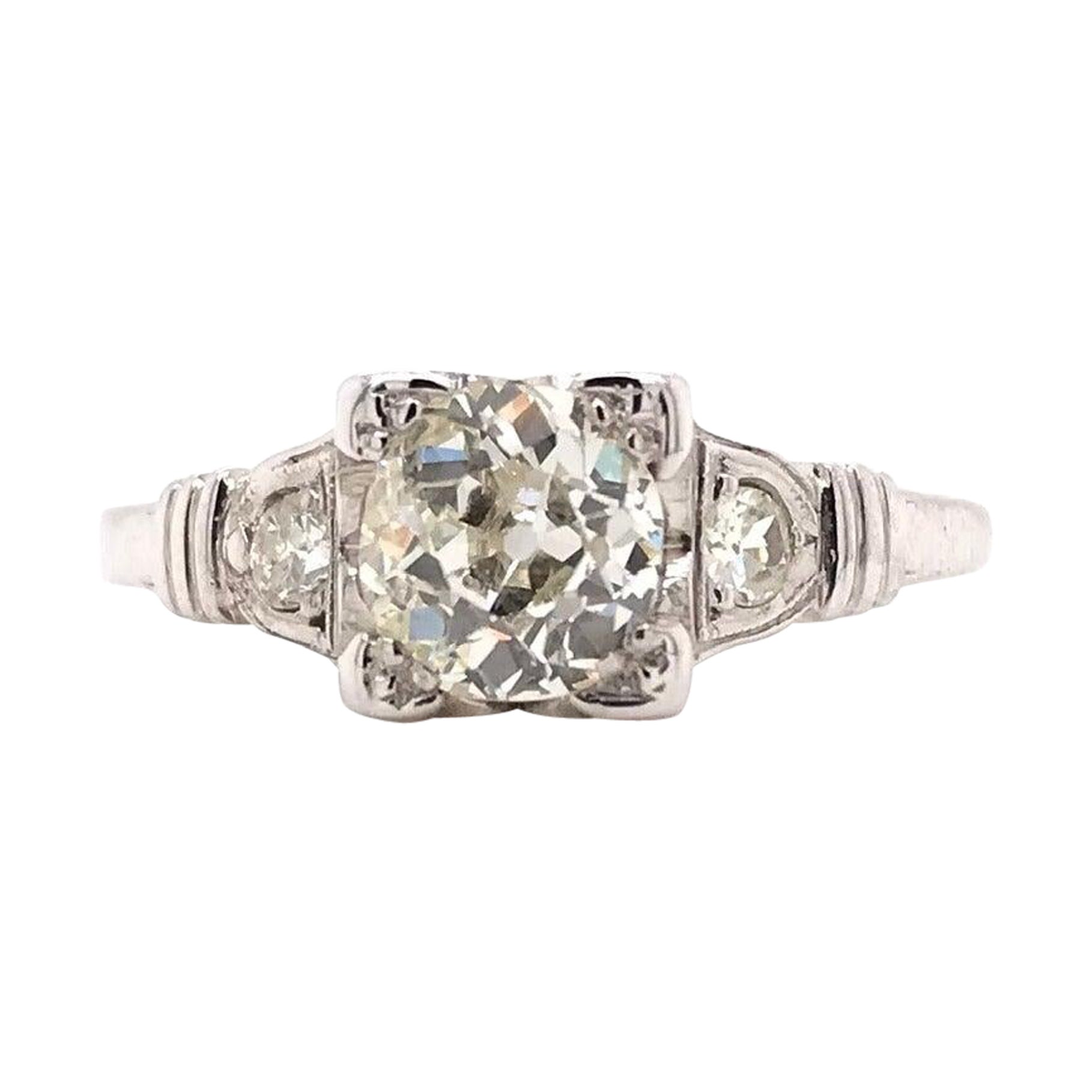 Bague de style solitaire Art déco avec diamant de 0,75 carat