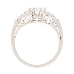 Art Deco 0.75 Carat Diamond Solitaire with Spilt Shoulders, circa 1930s