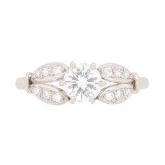 Art Deco 0.75 Carat Diamond Solitaire with Spilt Shoulders, circa 1930s