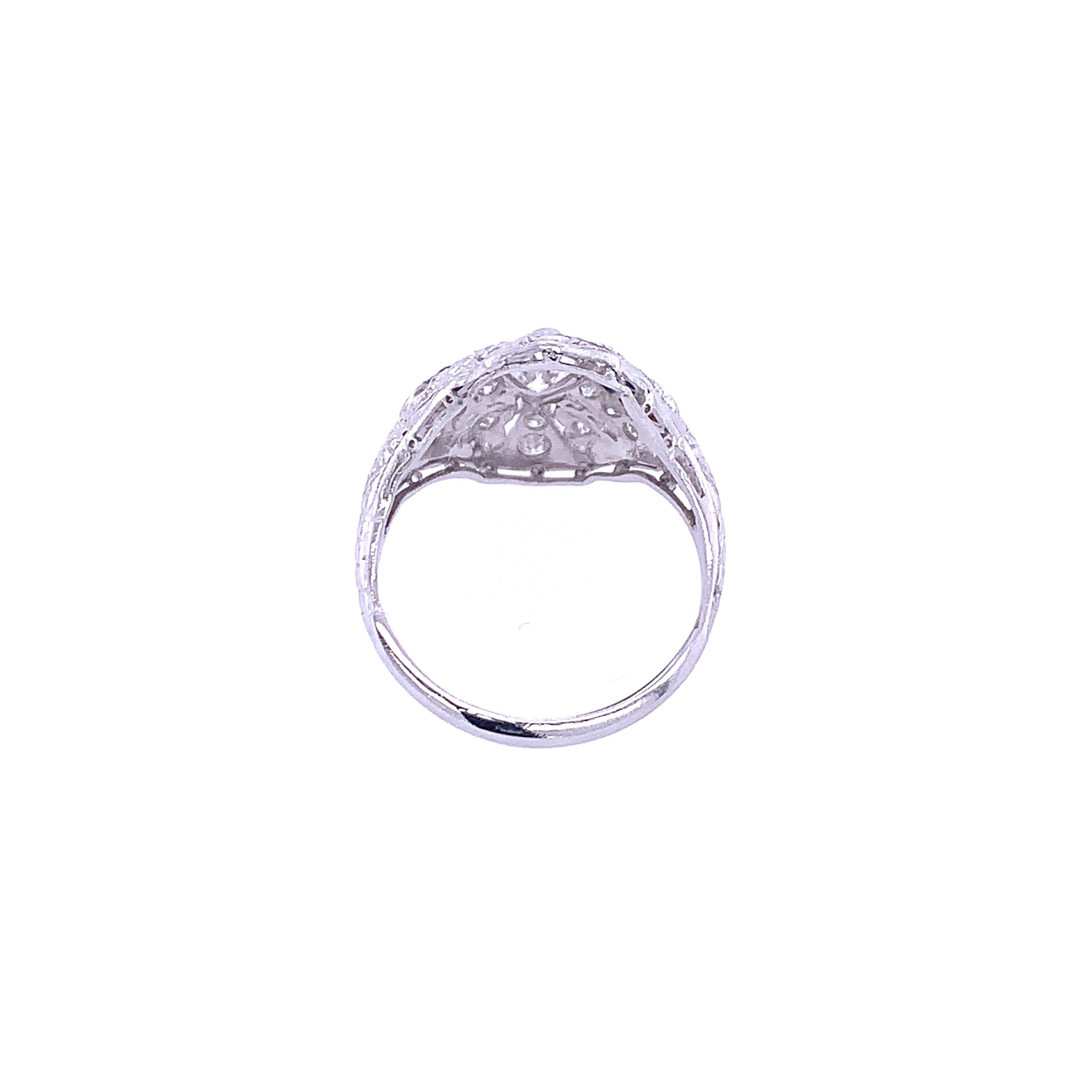 Women's or Men's Art Deco 0.75 Carat Marquise Cut Diamond Platinum Ring For Sale