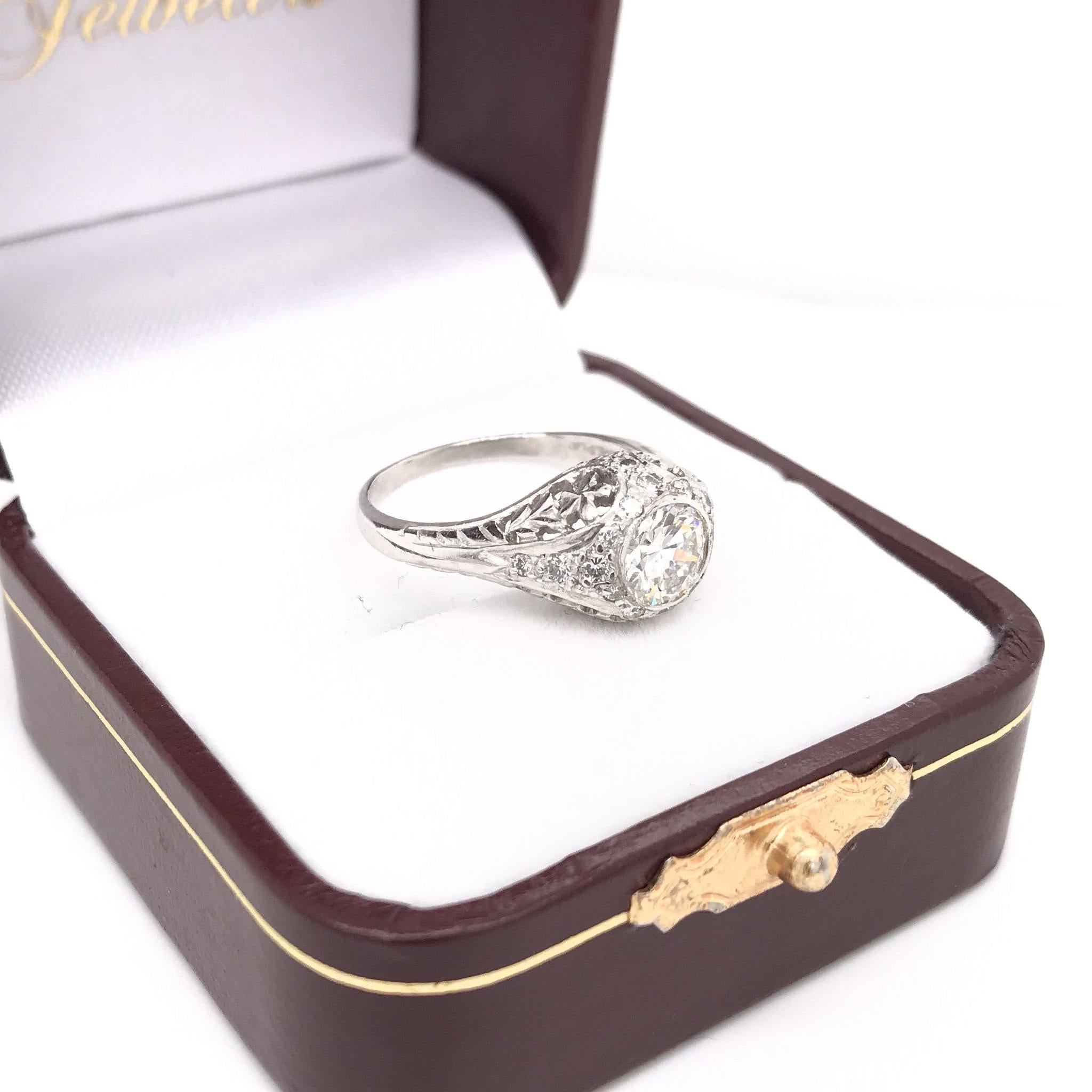 Art Deco 0.75 Carat Platinum Diamond Engagement Ring 9