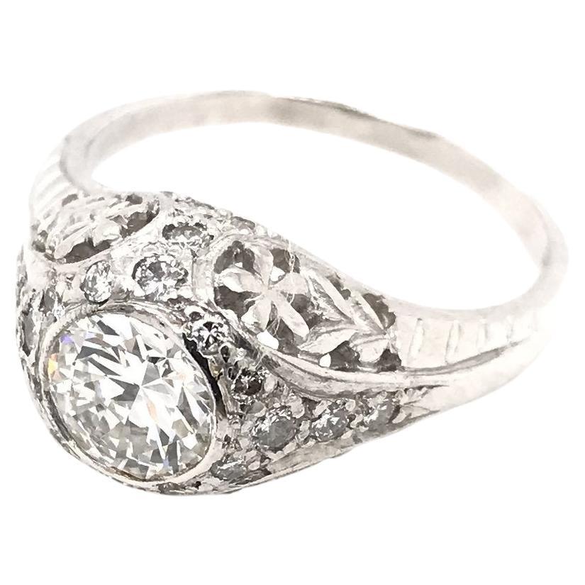 Art Deco 0.75 Carat Platinum Diamond Engagement Ring