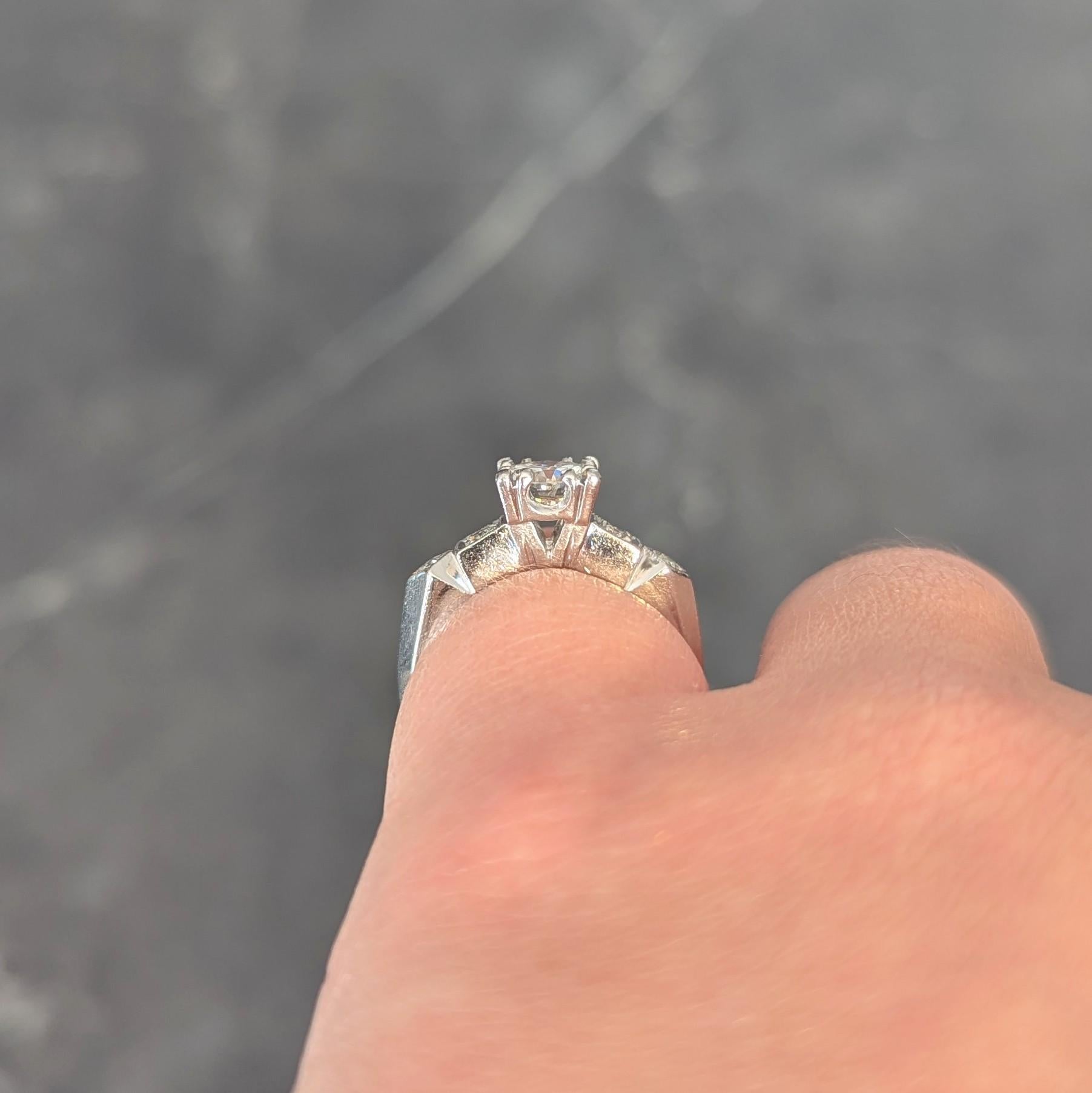 Art Deco 0.75 CTW Diamond Platinum Geometric Vintage Engagement Ring 6