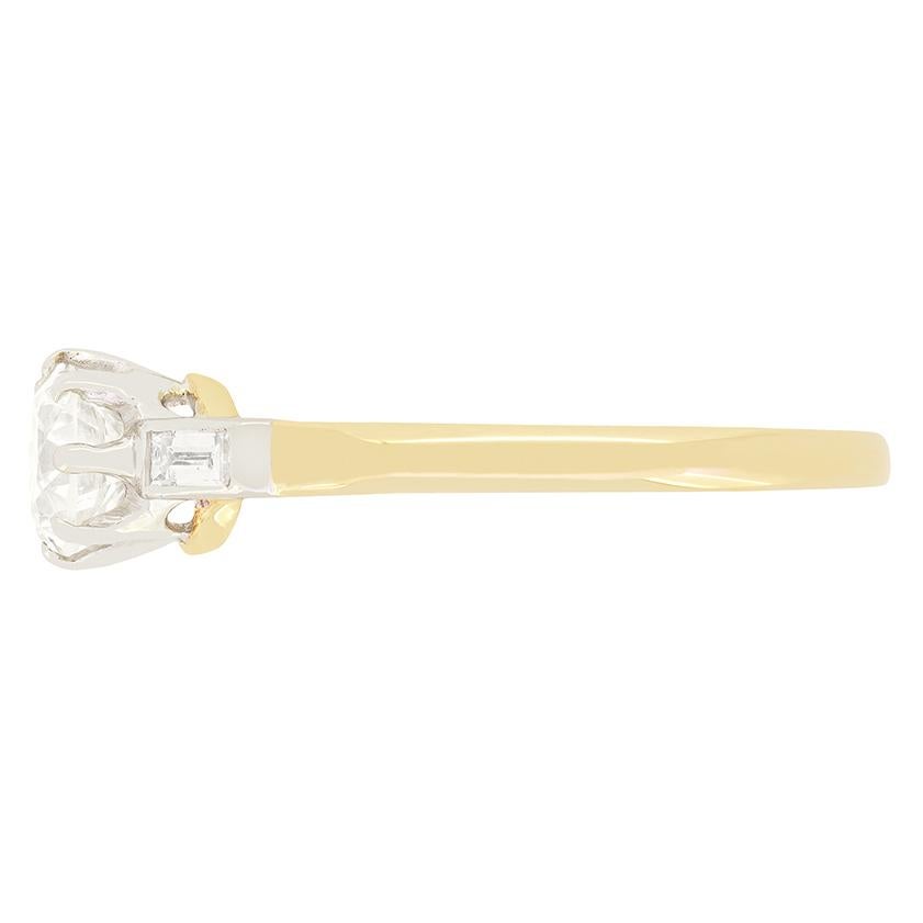 Old European Cut Art Deco 0.75ct Diamond Solitaire Ring, c.1920s For Sale