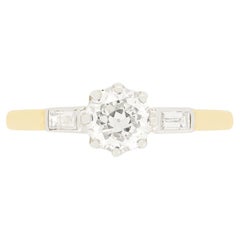 Anillo solitario de diamantes Art Déco de 0,75 ct, c.1920