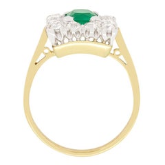 Art Deco 0.75ct Emerald and Diamond Cluster Ring, c.1930s